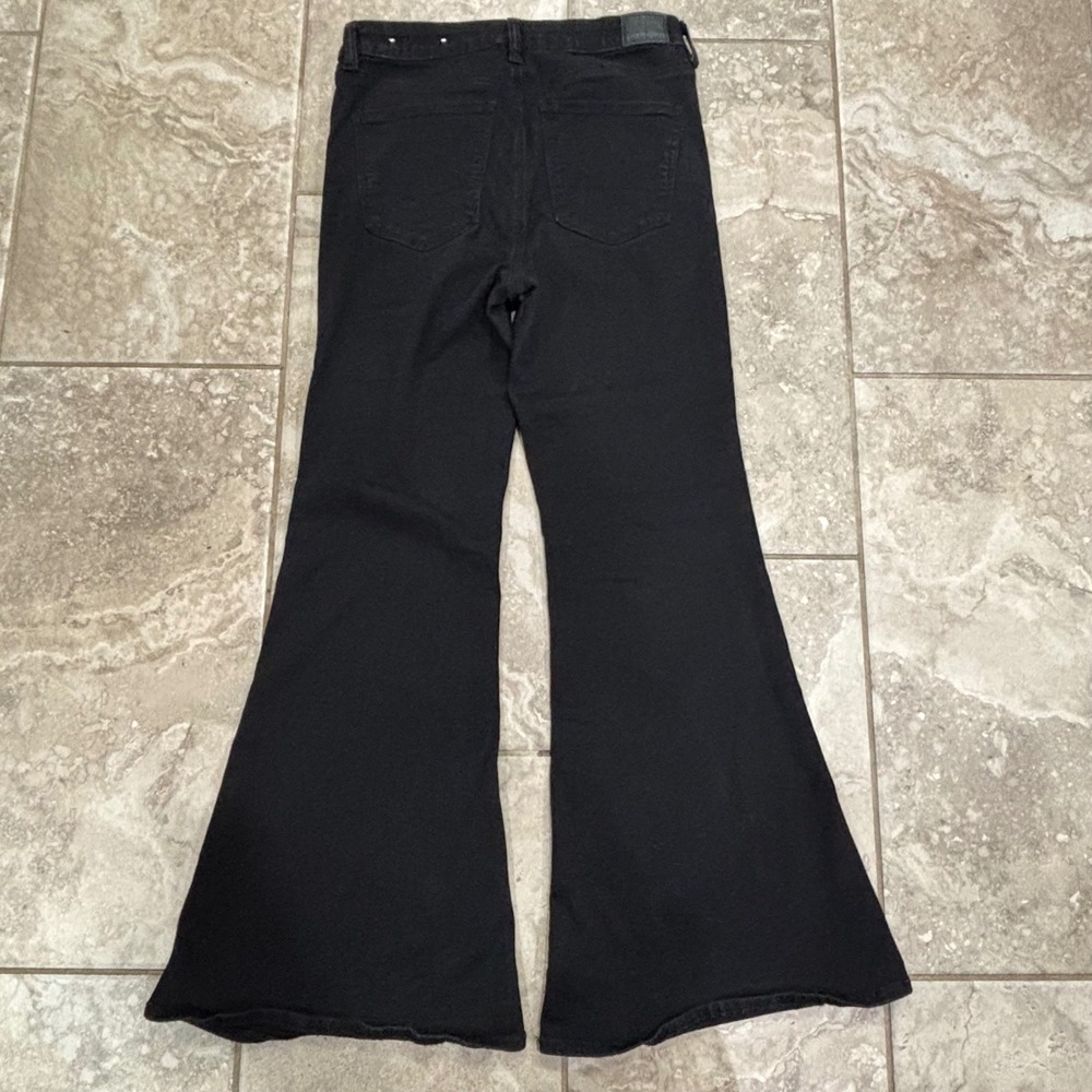 American Eagle Festival Flare Jeans Black High Rise Button Fly Womens 12 Regular - Picture 7 of 13
